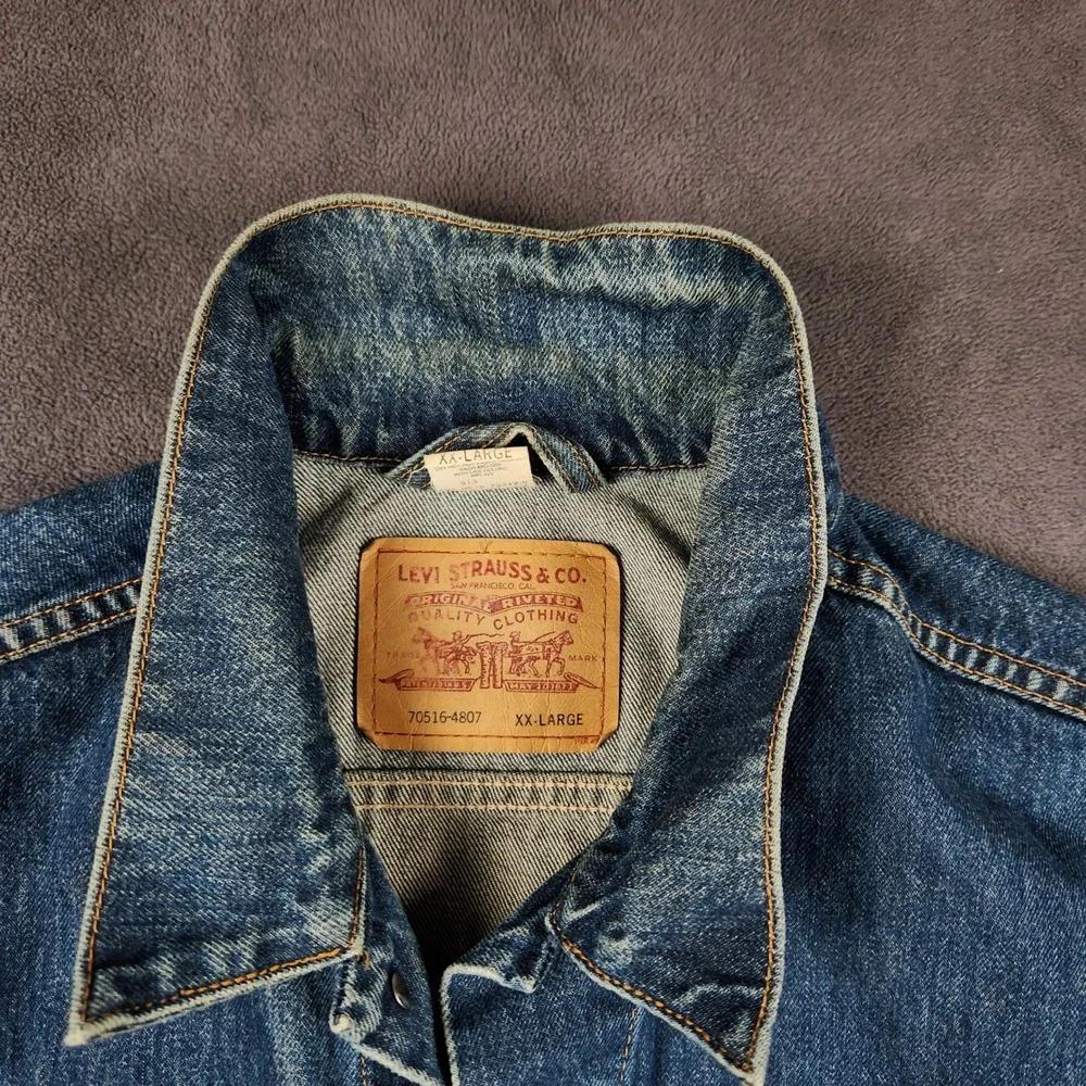 Levis 70516-4807 Denim Trucker Jacket Mens XXL Blue Medium Wash Vintage 90s - Picture 2 of 9